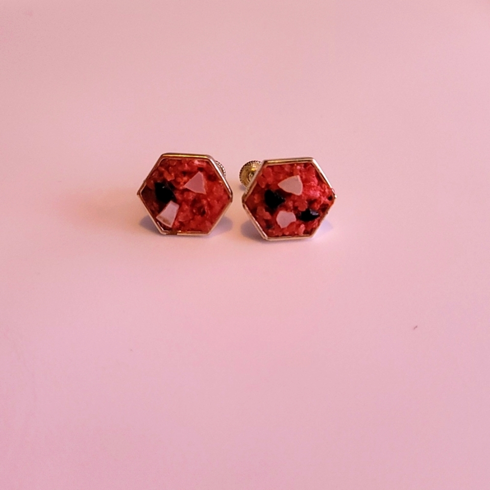 Vintage Geode or Crystal earrings